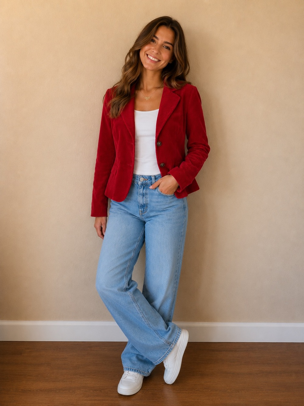 Christopher & Banks Vibrant Red Corduroy Blazer